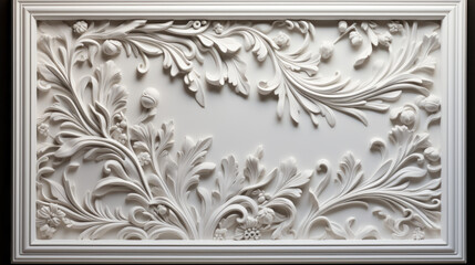 A beautiful smooth white frame with a classic design and intricate border 
