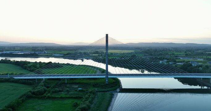 Massive bridge over the River Suir in Waterford Ireland 4k