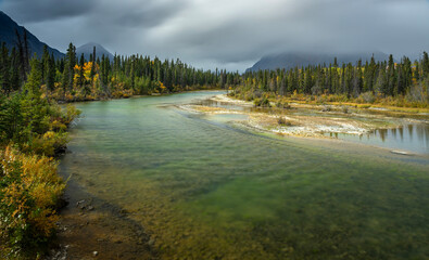 Mountain river with clear water