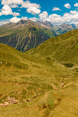 Naklejka premium Alpine summer view at Mount Kreuzjoch, Schruns, Bludenz, Montafon, Vorarlberg, Austria