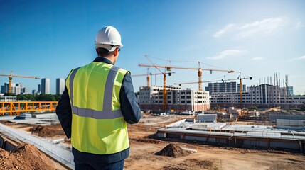 Engineer Inspecting Construction Site for Quality Control