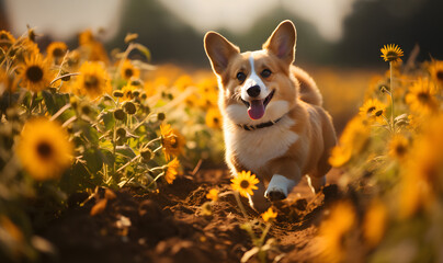 Photography of a cute corgi dog in beautiful natural settings