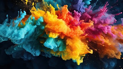 Explosion of Colors Out of an Artist in Concept of Creative and Art Inspiration Element of Blending Mixed Watercolor Technique Finest Fall