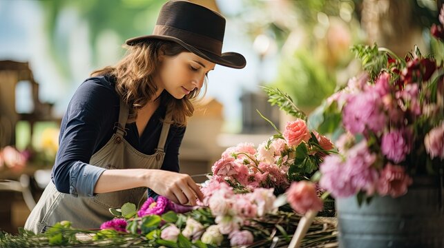 Floral Farmer Cultivating and Harvesting Flowers and Foliage for Floral Arrangements