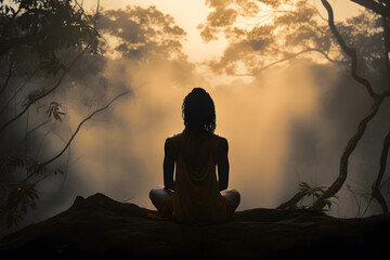 Meditating silhouette