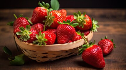 Freshly Picked Strawberries in Basket