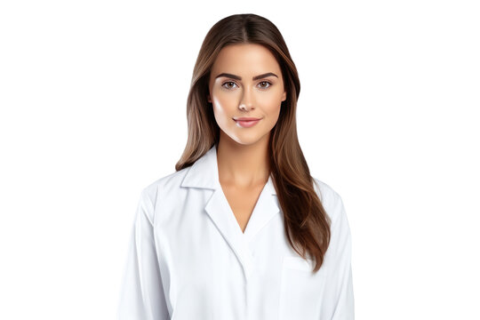 friendly doctor woman in medical uniform isolated on white transparent background for healthcare medicine usage
