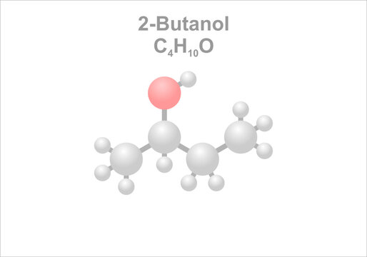 2-Butanol. Simplified scheme of the molecule. Use as solvent for nitrocellulose.