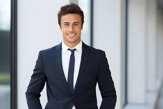 portrait of cheerful young business man smiling