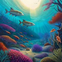 Fototapeta na wymiar Aqua Dreams: Exploring the Enchanted Underwater Realm