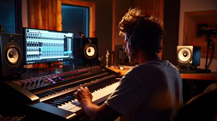 Music Producer Recording and Mixing Music Tracks for Artists and Performers