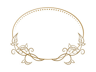 Vector horizontal oval dotted frame with ivy leaves decoration