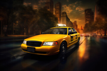 Yellow Cab in Urban Setting