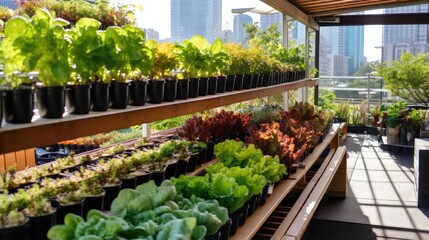 Fototapeta na wymiar Urban Farmer Cultivating and Harvesting Organic Produce in Urban Environments