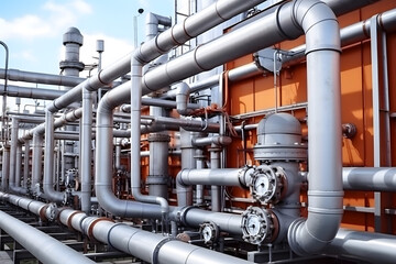 industrial pipes and valves, Industrial zone, Steel pipelines and valves