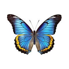 Flat lay view of the butterfly on transparent background