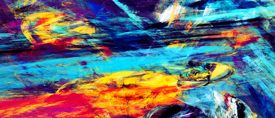 Abstract bright painting background. Multicolor color texture. Modern paint pattern. Fractal artwork for creative graphic design