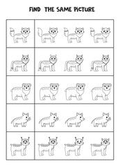 Find two the same woodland animals. Black and white worksheet.