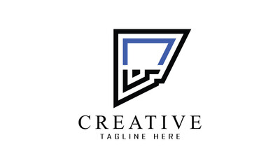 F creative style black white blue logo design for all kind of business.
