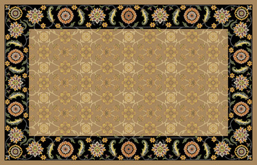 Carpet bathmat and Rug Boho style ethnic design pattern with distressed woven texture and effect, original hand made illustration with high resolution
