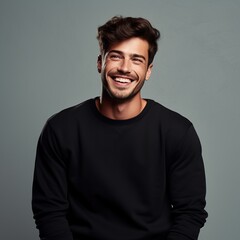 Obraz premium Illustration of a fashion portrait with plain sweater mockup, Ai generative ,