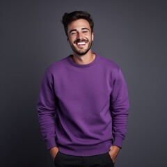 Obraz premium Illustration of a fashion portrait with plain sweater mockup, Ai generative ,