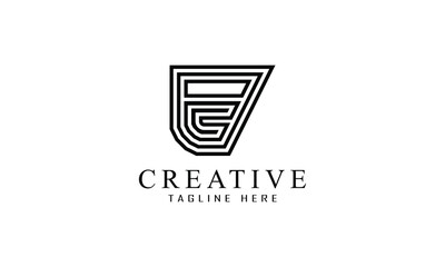 E creative style minimal simple unique brand logo design.
