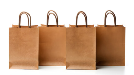 Brown shopping paper bags on white background