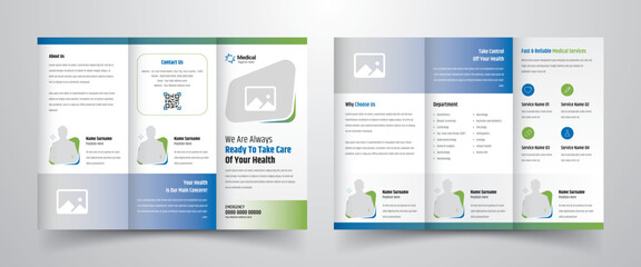 Modern and simple medical healthcare business trifold brochure template layout design