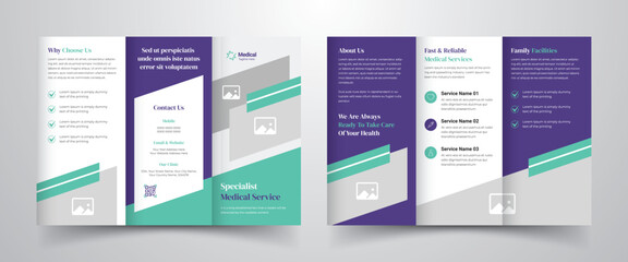 Medical healthcare business promotion trifold brochure template layout design