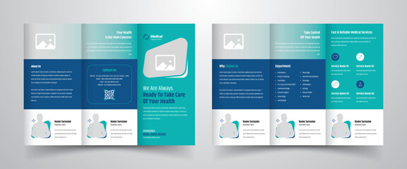 Modern and clean medical healthcare business trifold brochure template layout design