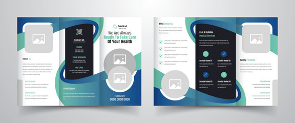Modern and creative medical healthcare business trifold brochure template layout design