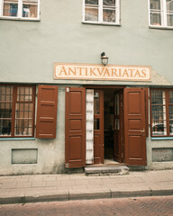 Antikvaras Vidas antique store in the Old Town of Vilnius, Lithuania