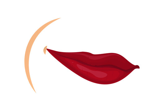The smirk of a girl. Lips. Facial expression. Vector. Illustration