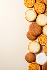 minimalistic cookies wallpaper with solid Background, empty copy space mock up