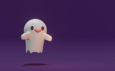 Cute Halloweens icon and colorful pumpkin 3d rendering in dark and white background for festival, holiday, Halloweens day and etc.