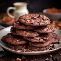 Obraz premium Homemade chocolate cookies with chocolate chips