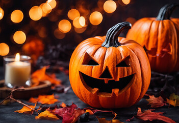 Halloween pumpkins under the moonlight