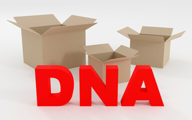 3d render DNA symbol with empty boxes and light background. Simple minimalism concept.