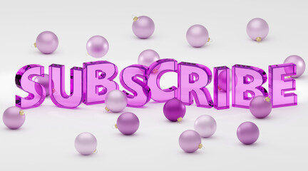 Bright purple sign subscribe with ornaments Minimal Concept 3D render Illustration