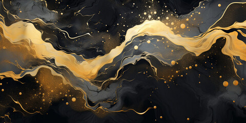 Abstract background black and gold water color style, captivating blend of gold and black oil texture, Luxury and elegant Marble Art