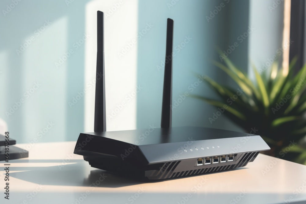 Poster wifi modern router home. web device. generate ai