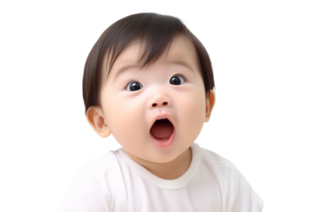 驚いた表情をする赤ちゃん