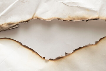 scorched sheets of white paper
