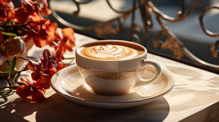 hot latte coffee drink breakfast in the morning day