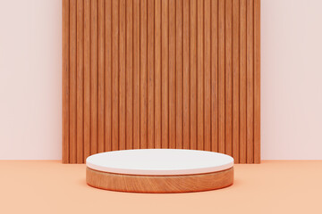 Fototapeta na wymiar Wood podium product presentation display modern minimal luxury scene 3d background illustration