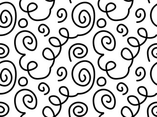 Seamless vector pattern of abstract continuous single line. One line art, geometry, wave, doodle
