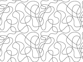 Seamless vector pattern of abstract continuous single line. One line art, geometry, wave