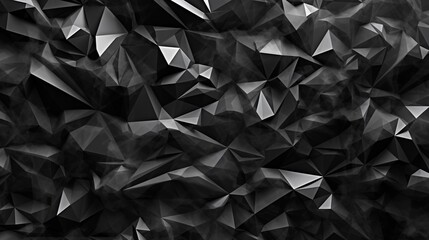 Abstract black crystal background with a faceted texture.