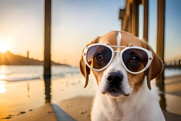 dog on the beachdog,Labrador retriever and sunglasses,A dog with sunglasses resting,dog wearing sungleses and glases ,portrait of a dog,english bulldog wearing glasses,two dogs playing in the park gol - obrazy, fototapety, plakaty